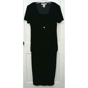 Vtg Another Thyme Black Velvet Dress 10 Knee Length Special Occasion PartyY2K